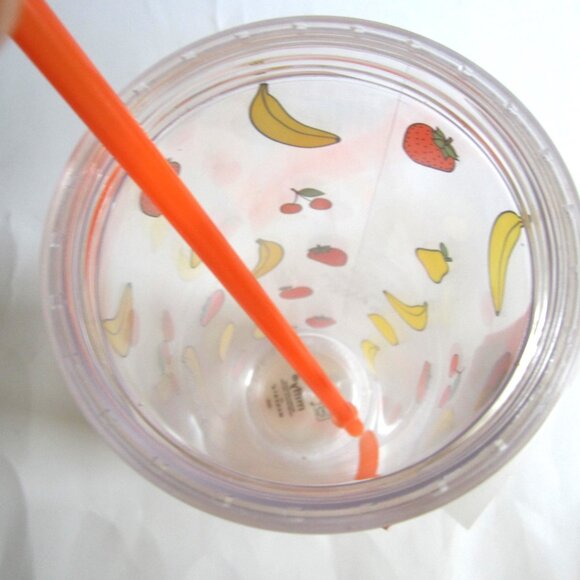 Miffy Rabbit Strawberry Banana Cherries Pear Gold Confetti Tumbler With Straw - Picture 5 of 8